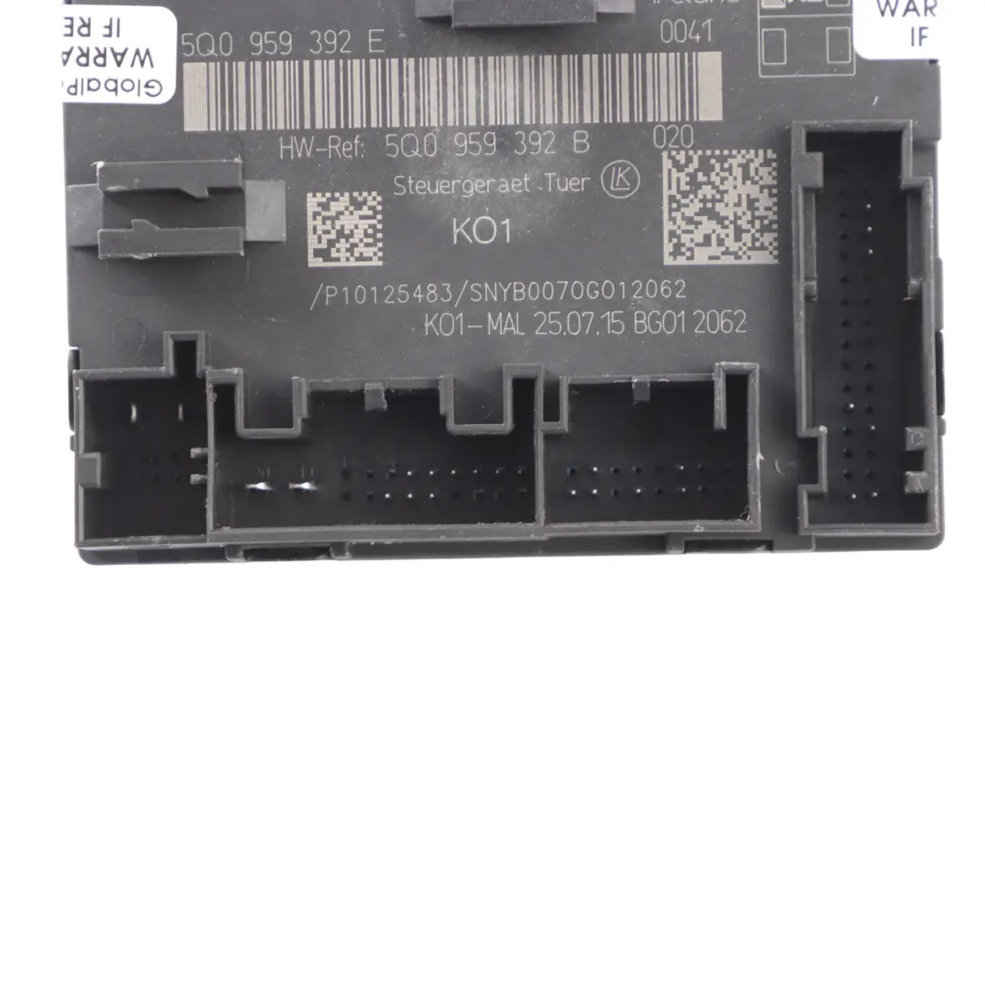 Front Door Module Unit ECU Left N/S Passenger Side to Audi A3 8V with Part number 5Q0959392E Audi A3 8V Front Door Module Unit ECU Left N/S Passenger Side - SKU 5Q0959392E - Part number 5Q0959392E