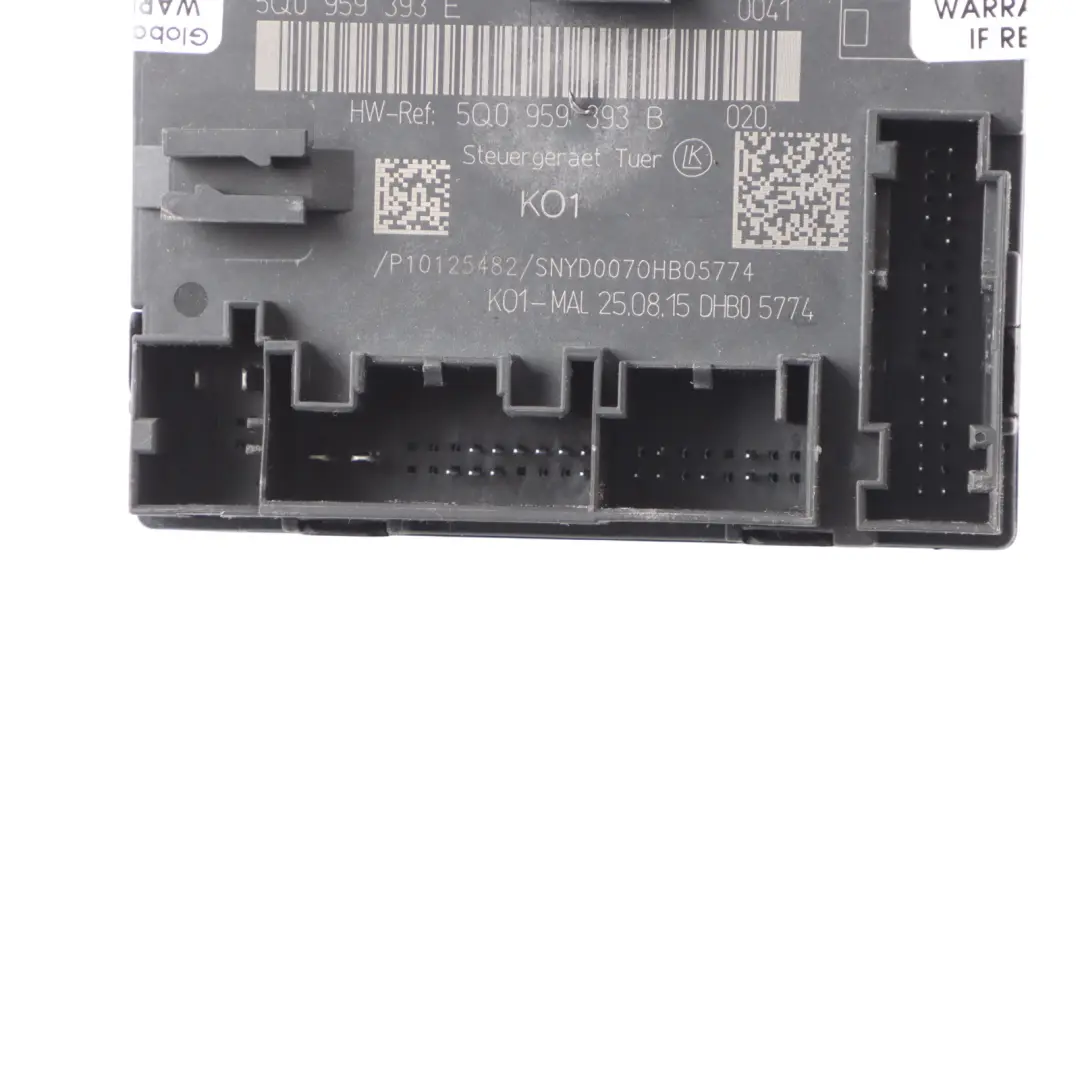 Door Control Unit Module Front Right O/S Door Unit to Audi A3 S3 8V with Part number 5Q0959393E Audi A3 S3 8V Door Control Unit Module Front Right O/S Door Unit - SKU 5Q0959393E - Part number 5Q0959393E