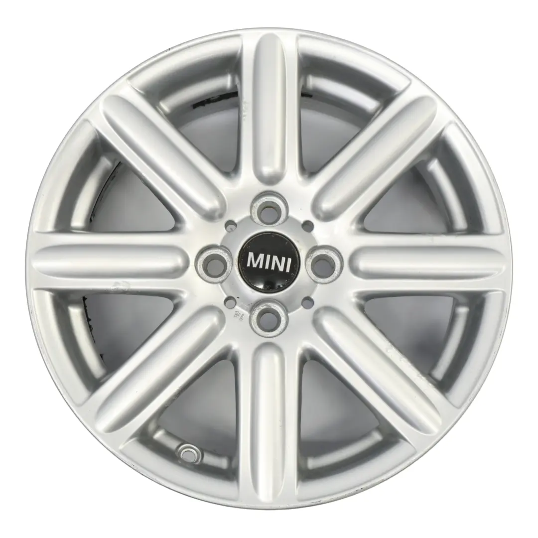 Alloy Rim 16" 6,5J ET:48 Rib Spoke 115 to Mini R55 R56 Silver Wheel with Part number 6791941 Mini R55 R56 Silver Wheel Alloy Rim 16" 6,5J ET:48 Rib Spoke 115 - SKU 6791941-1 - Part number 6791941