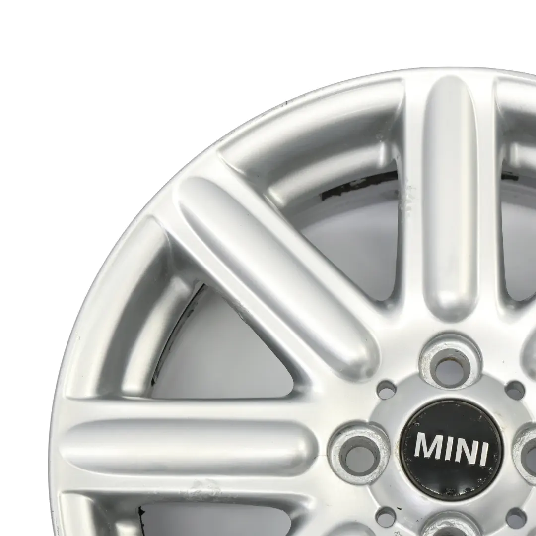 Alloy Rim 16" 6,5J ET:48 Rib Spoke 115 to Mini R55 R56 Silver Wheel with Part number 6791941 Mini R55 R56 Silver Wheel Alloy Rim 16" 6,5J ET:48 Rib Spoke 115 - SKU 6791941-1 - Part number 6791941