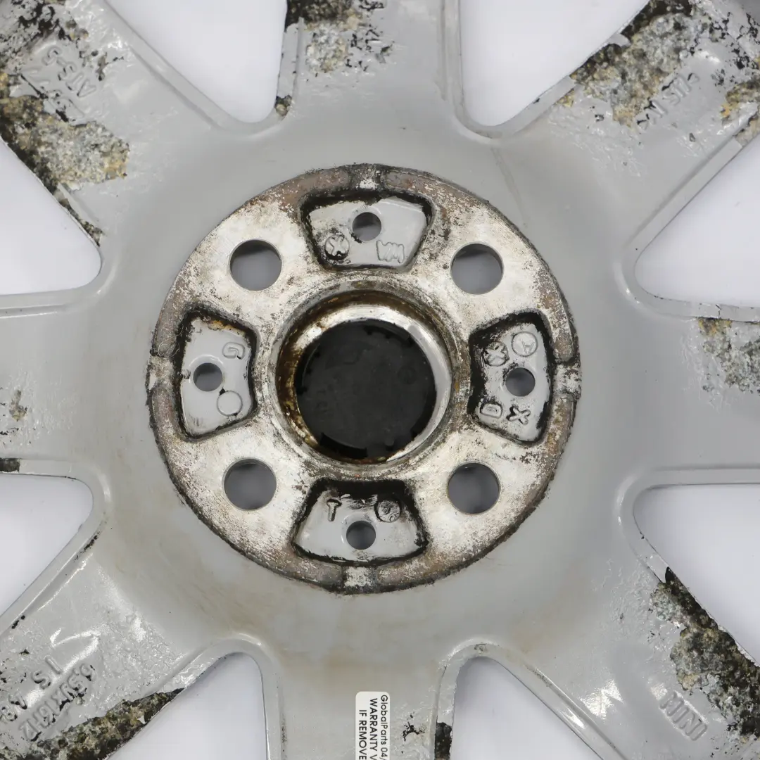 Alloy Rim 16" 6,5J ET:48 Rib Spoke 115 to Mini R55 R56 Silver Wheel with Part number 6791941 Mini R55 R56 Silver Wheel Alloy Rim 16" 6,5J ET:48 Rib Spoke 115 - SKU 6791941-2 - Part number 6791941