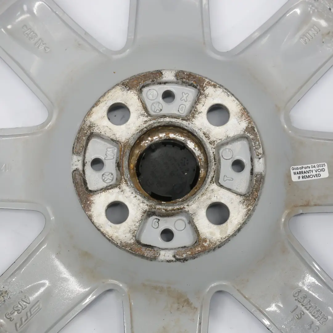 Alloy Rim 16" 6,5J ET:48 Rib Spoke 115 to Mini Cooper R55 R56 Silver Wheel with Part number 6791941 Mini Cooper R55 R56 Silver Wheel Alloy Rim 16" 6,5J ET:48 Rib Spoke 115 - SKU 6791941-4 - Part number 6791941