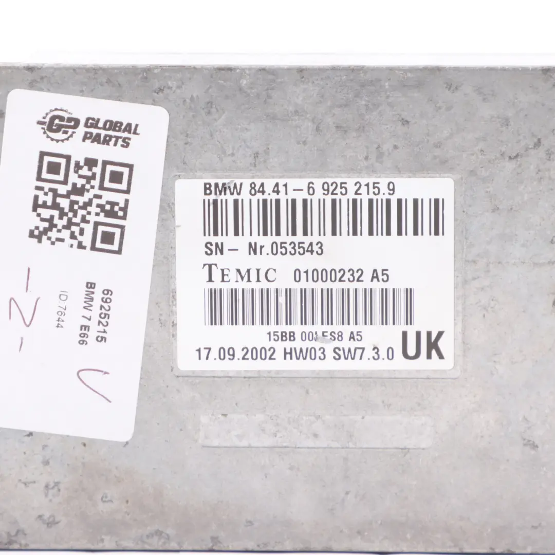 Control Unit Voice Input System Module to BMW E65 E66 E67 with Part number 6925215 BMW E65 E66 E67 Control Unit Voice Input System Module - SKU 6925215 - Part number 6925215