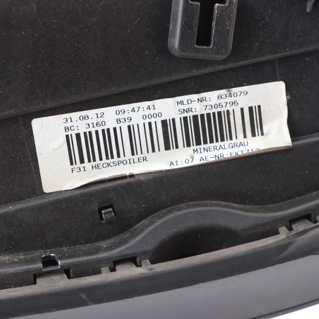 Boot Trunk Lid Tailgate Rear Spoiler Trim Mineralgrau Grey - B39 to BMW F31 Touring with Part number 7263168 BMW F31 Touring Boot Trunk Lid Tailgate Rear Spoiler Trim Mineralgrau Grey - B39 - SKU 7263168-MG2 - Part number 7263168