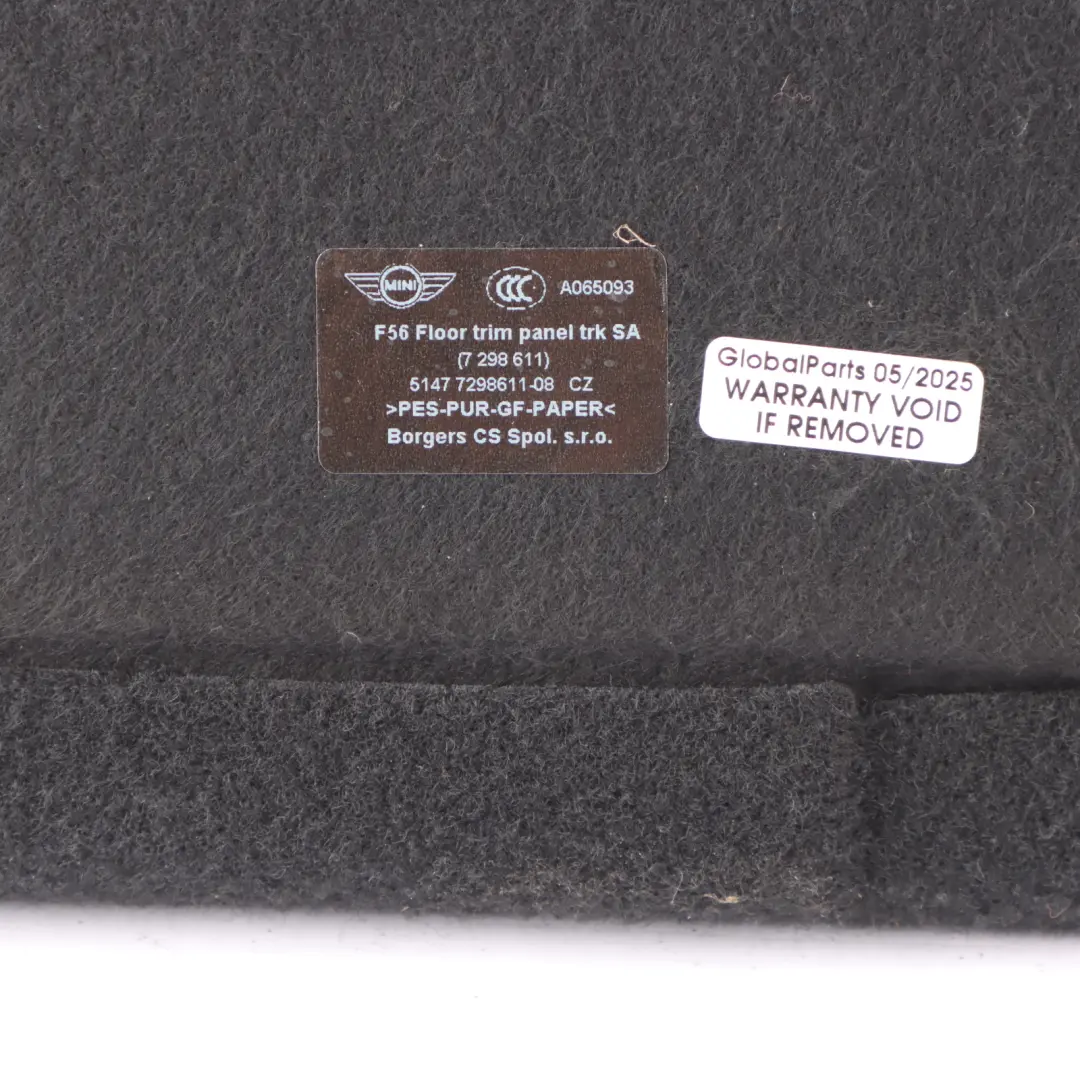 Luggage Compartment Trunk Floor Carpet Black to Mini F56 Touring with Part number 7298611 Mini F56 Touring Luggage Compartment Trunk Floor Carpet Black - SKU 7298611-2 - Part number 7298611