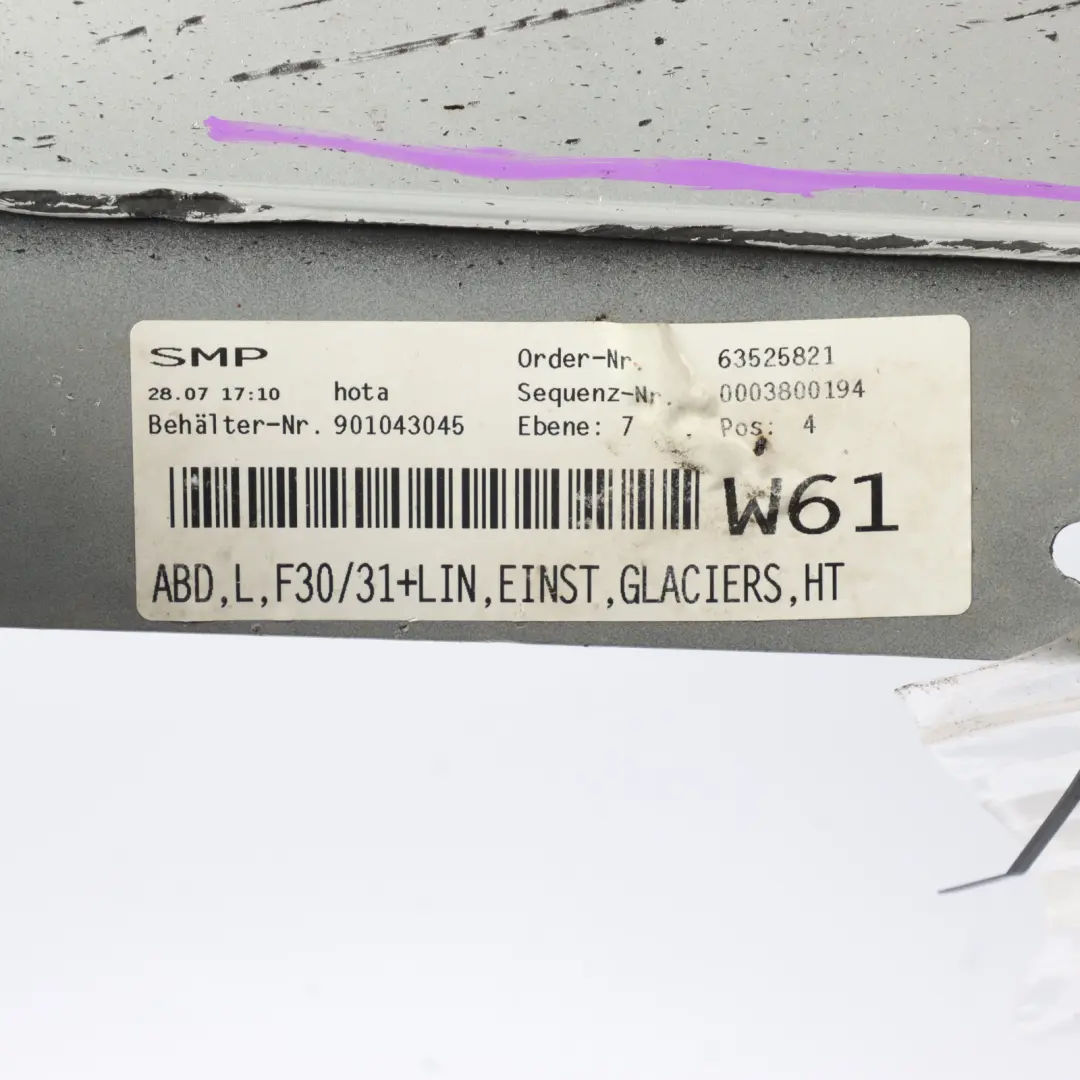 Side Skirt BMW F30 F31 Sill Strip Cover Left N/S Glacier Silver Metallic - A83 to with Part number 7312751 Side Skirt BMW F30 F31 Sill Strip Cover Left N/S Glacier Silver Metallic - A83 - SKU 7312751-GSB - Part number 7312751