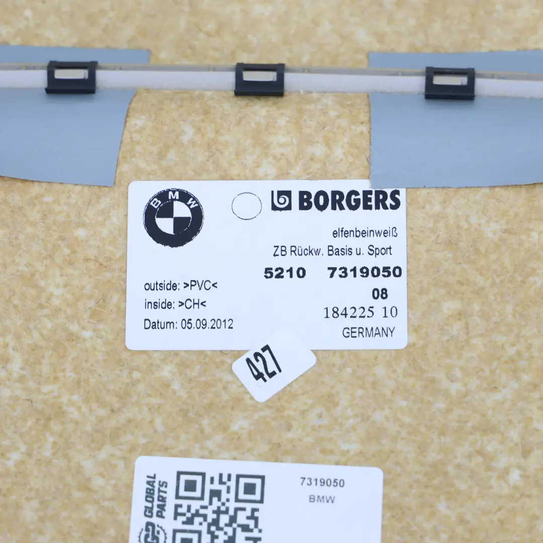 Panel De Respaldo Del Asiento BMW F01 F02 Recubrimiento Delantero Blanco para con número de pieza 7319050 Panel De Respaldo Del Asiento BMW F01 F02 Recubrimiento Delantero Blanco - SKU 7319050 - Número de pieza 7319050