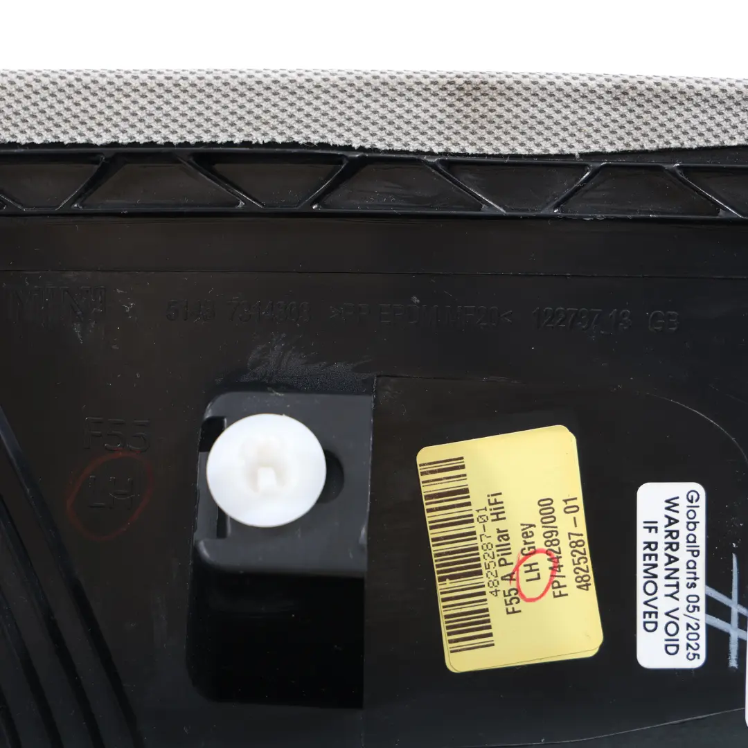 Copertura Colonna A Sinistra Trim Grigio Satellite 7314303 per Mini Cooper One F55 con numero di parte 7408005 Mini Cooper One F55 Copertura Colonna A Sinistra Trim Grigio Satellite 7314303 - SKU 7408005 - Numero di parte 7408005