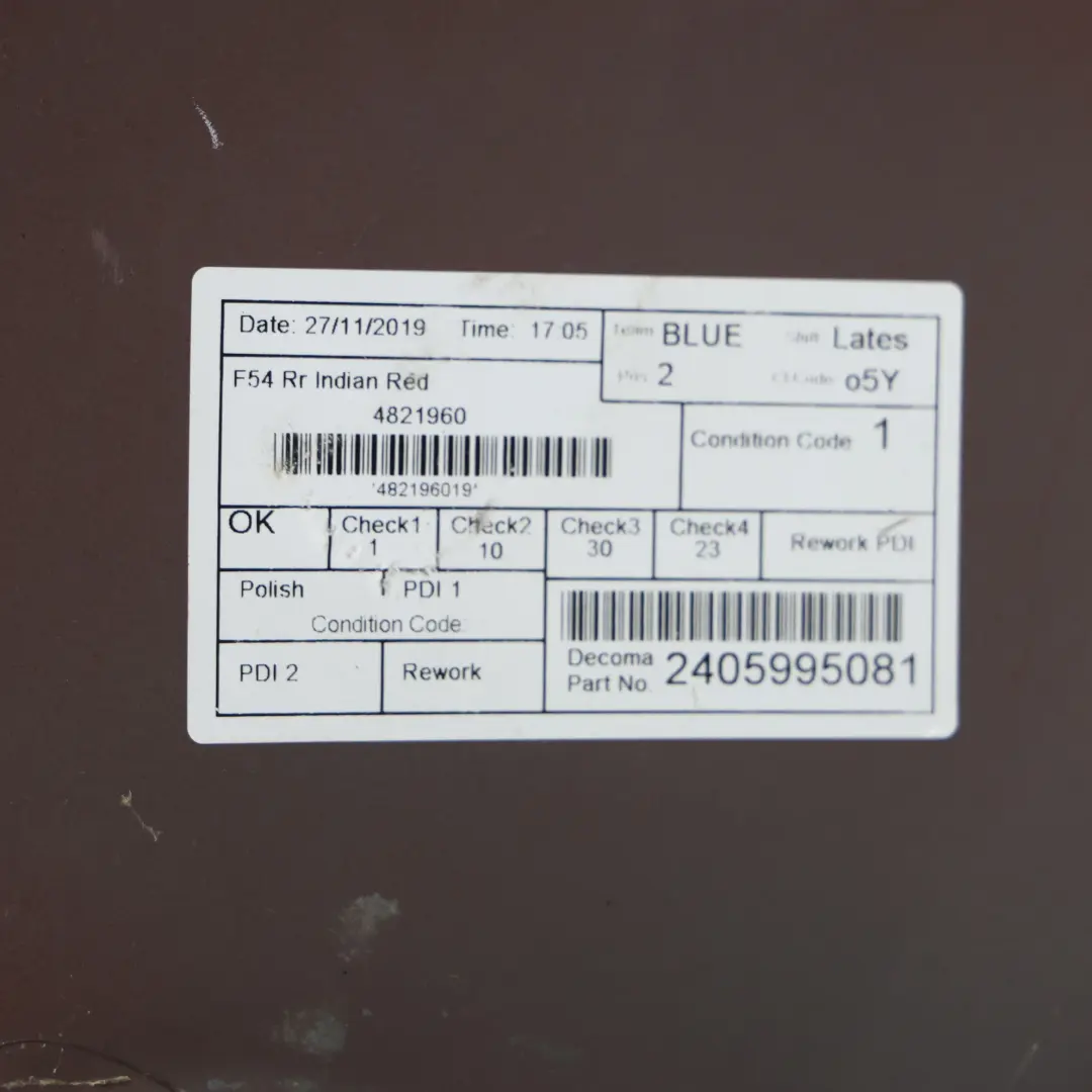 Rivestimento Pannello Paraurti Posteriore Indian Red - C3X per Mini Clubman F54 con numero di parte 7422838 Mini Clubman F54 Rivestimento Pannello Paraurti Posteriore Indian Red - C3X - SKU 7422838-IRE - Numero di parte 7422838