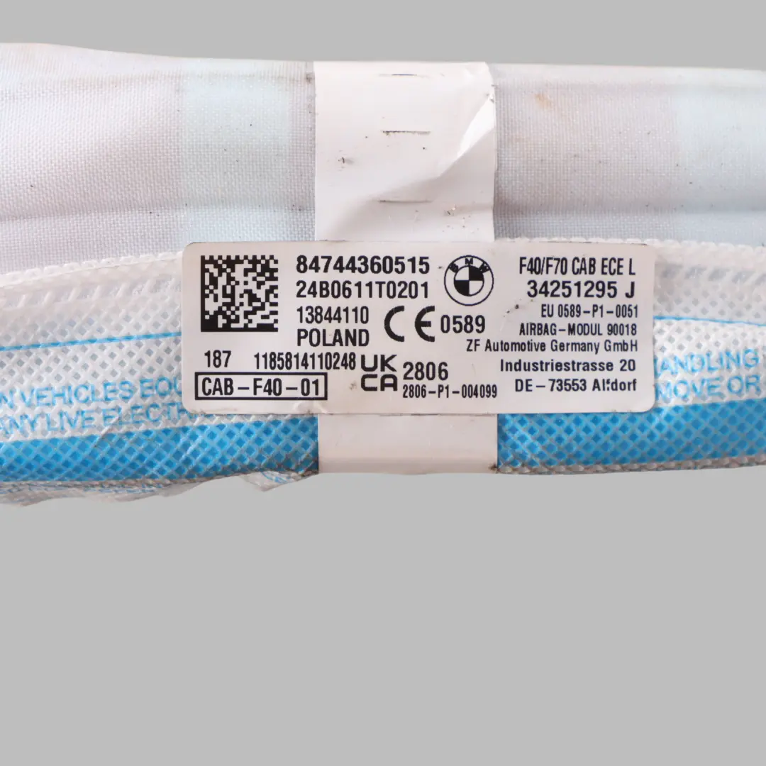 Side Roof Curtain Head Air Module Left N/S to BMW F40 with Part number 7443605 BMW F40 Side Roof Curtain Head Air Module Left N/S - SKU 7443605 - Part number 7443605