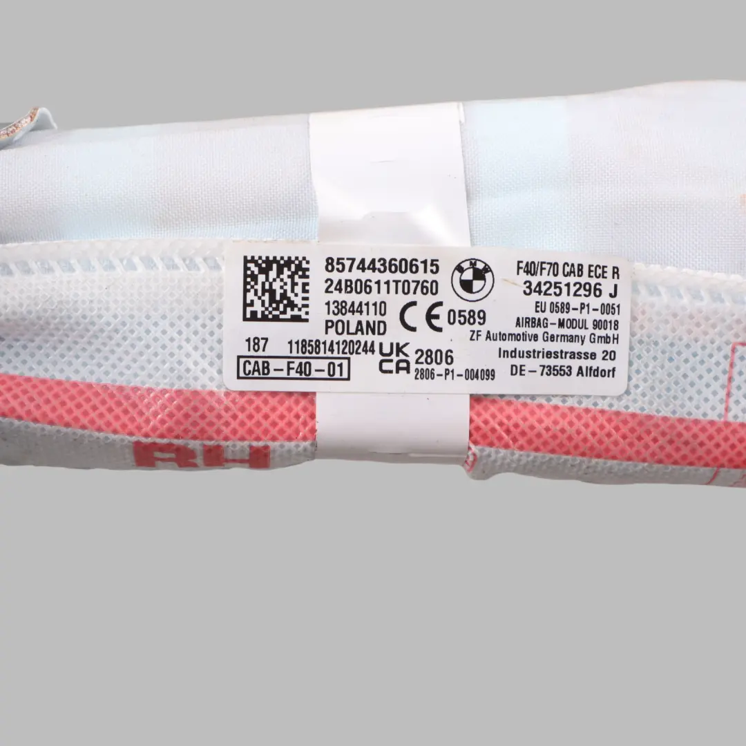 Side Roof Curtain Head Air Module Right O/S to BMW F40 with Part number 7443606 BMW F40 Side Roof Curtain Head Air Module Right O/S - SKU 7443606 - Part number 7443606