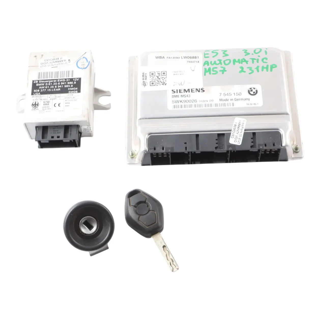 BMW X5 E53 3.0I M54 231PS ECU Motor Kit DME 7545150 Automatik Schlüssel EWS