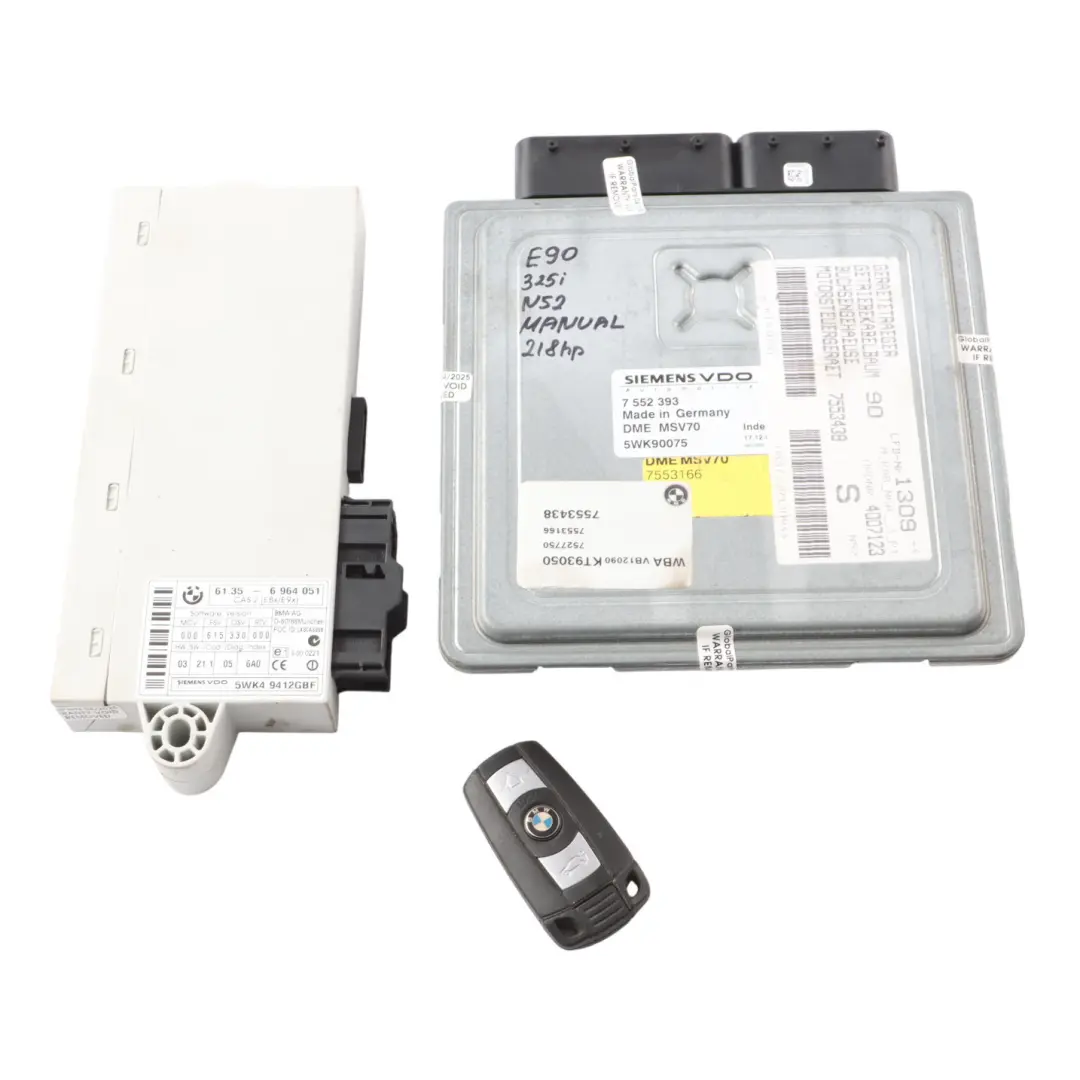 N52 325i 525i Engine ECU Kit DME CAS2 + Key Manual to BMW E60 E90 E91 with Part number 7552393 BMW E60 E90 E91 N52 325i 525i Engine ECU Kit DME CAS2 + Key Manual - SKU 7552393-2 - Part number 7552393
