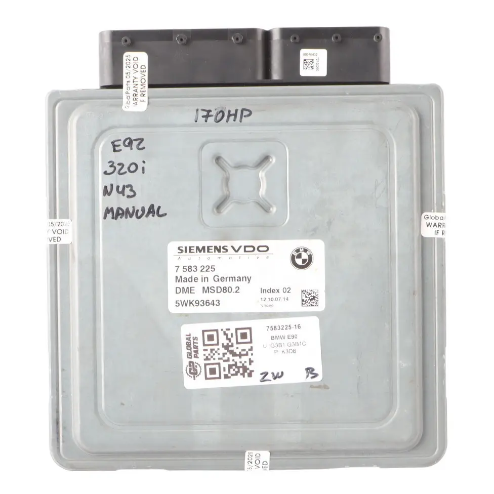 BMW E81 E87 E90 E91 120i 320i N43 ECU Kit DME CAS3 Key Manual - SKU 7583225-16 - Numéro de pièce 7583225