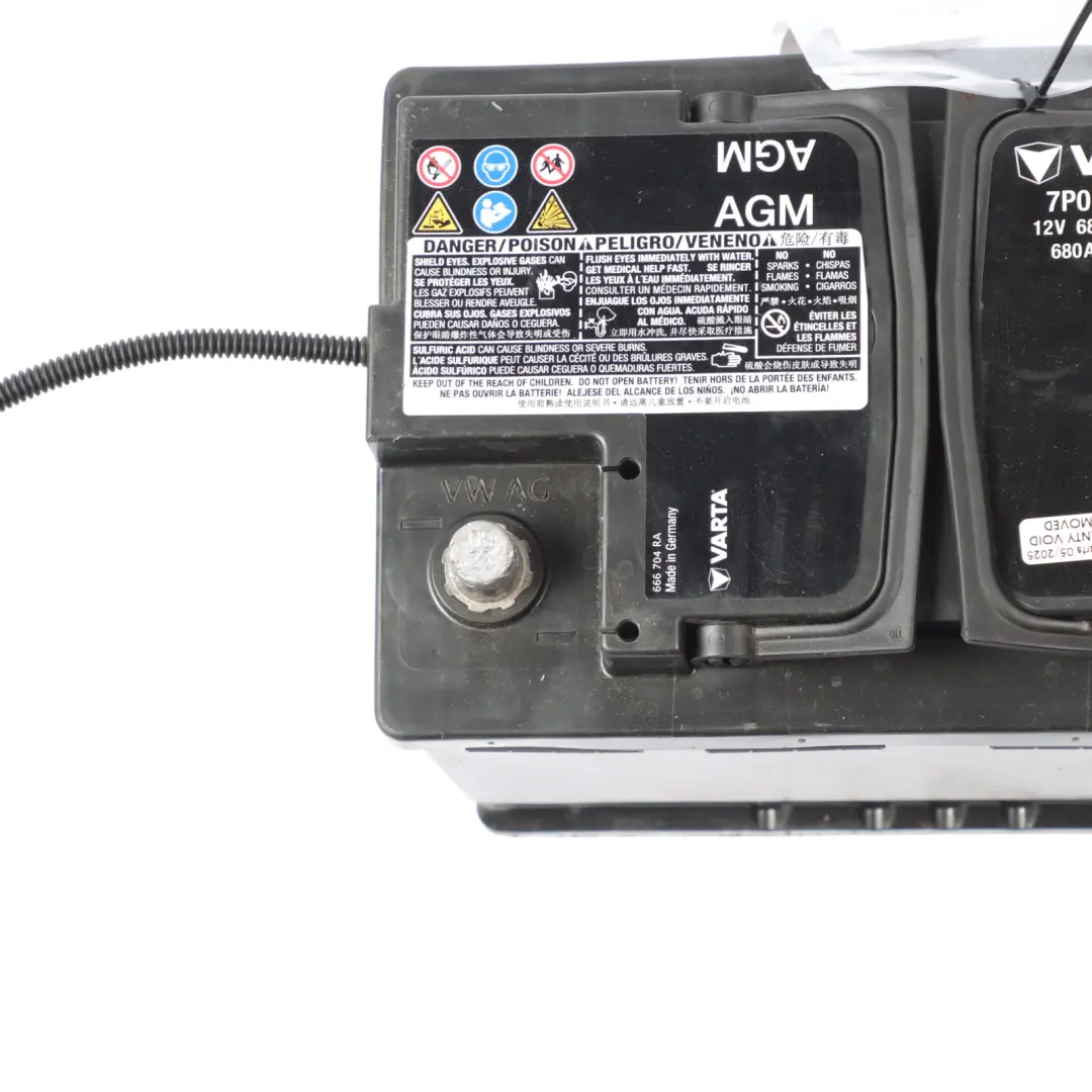 Varta Car Battery Accumulator AGM 12V 68Ah 680A to Audi Volkswagen with Part number 7P0915105 Audi Volkswagen Varta Car Battery Accumulator AGM 12V 68Ah 680A - SKU 7P0915105 - Part number 7P0915105