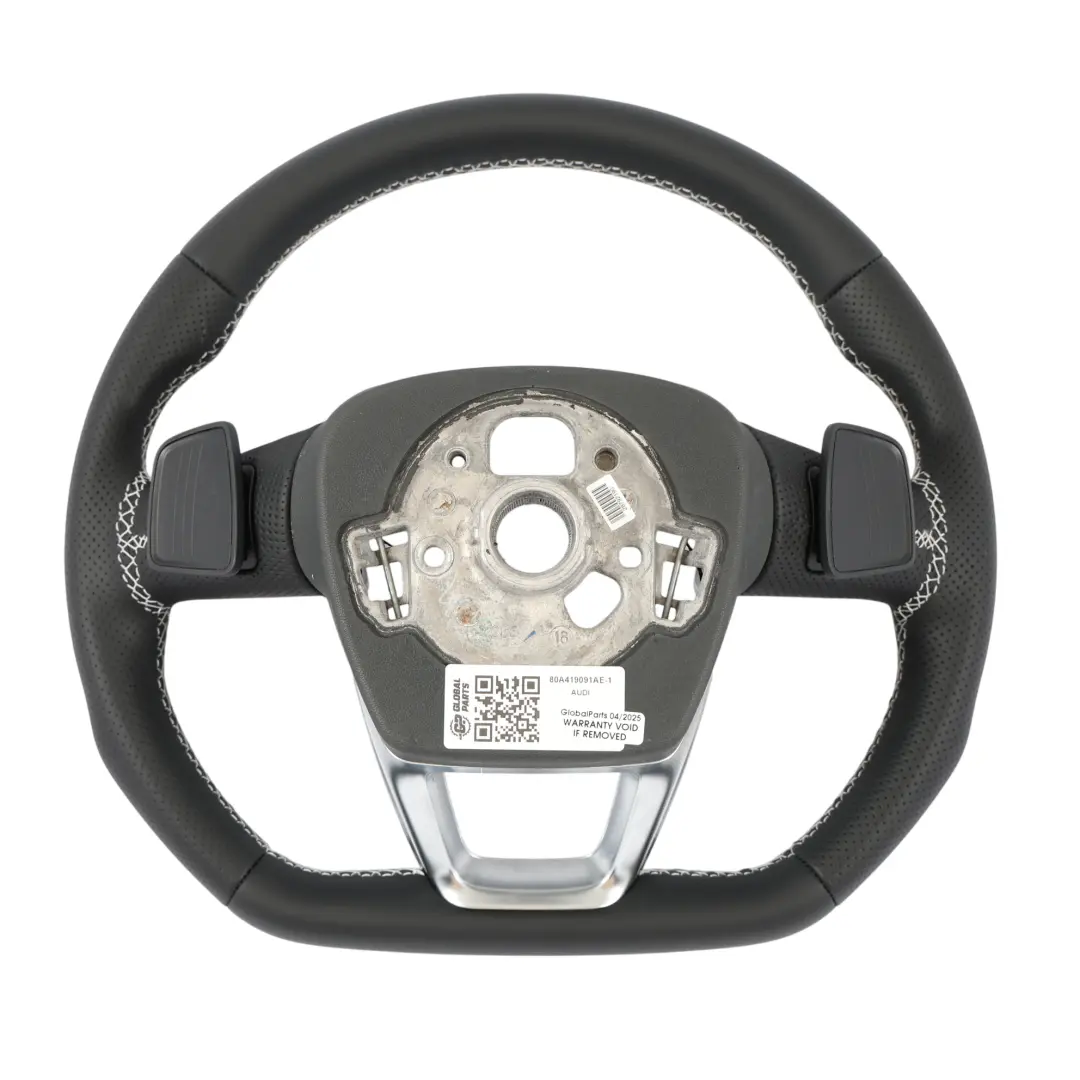 Volante Audi Q5 FY S-Line NUEVO Cuero Negro Fondo Plano Hilos Blancos - SKU 80A419091AE-1 - Número de pieza 80A419091AE