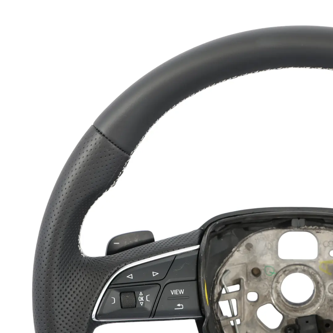 Volante Audi Q5 FY S-Line NUEVO Cuero Negro Fondo Plano Hilos Blancos - SKU 80A419091AE-1 - Número de pieza 80A419091AE
