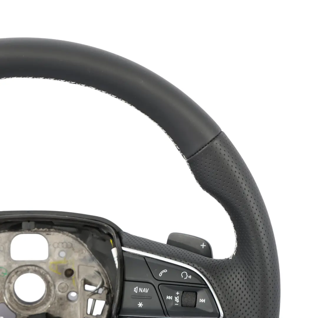 Volante Audi Q5 FY S-Line NUEVO Cuero Negro Fondo Plano Hilos Blancos - SKU 80A419091AE-1 - Número de pieza 80A419091AE