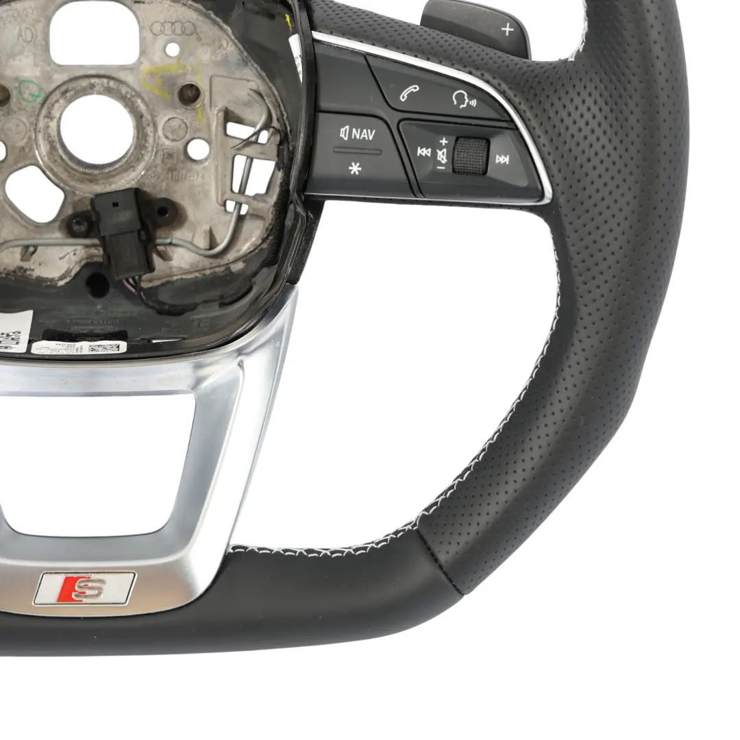 Volante Audi Q5 FY S-Line NUEVO Cuero Negro Fondo Plano Hilos Blancos - SKU 80A419091AE-1 - Número de pieza 80A419091AE