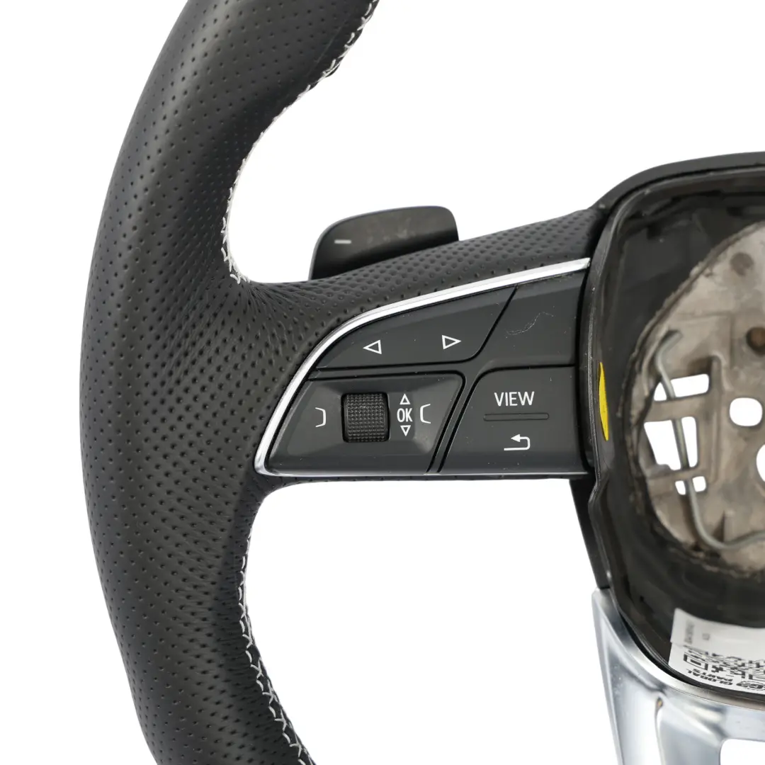  Volant Audi Q5 FY S-Line NEUF Cuir Noir Fond Plat Filets Blancs - SKU 80A419091AE-1 - Numéro de pièce 80A419091AE
