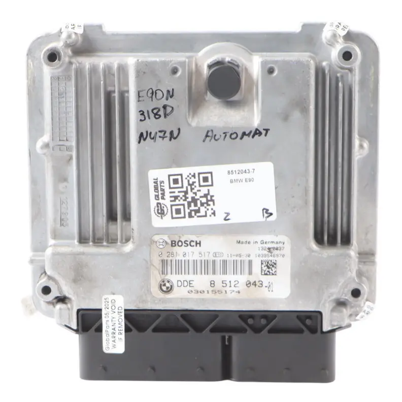 N47N 143HP Engine Control Unit ECU DDE Automatic to BMW E90 E91 LCI 318d with Part number 8512043 BMW E90 E91 LCI 318d N47N 143HP Engine Control Unit ECU DDE Automatic - SKU 8512043-7 - Part number 8512043