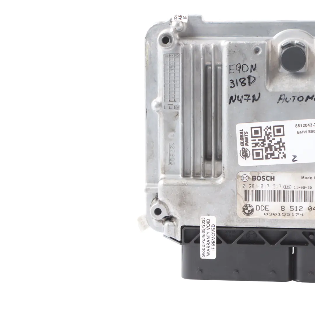 N47N 143HP Engine Control Unit ECU DDE Automatic to BMW E90 E91 LCI 318d with Part number 8512043 BMW E90 E91 LCI 318d N47N 143HP Engine Control Unit ECU DDE Automatic - SKU 8512043-7 - Part number 8512043