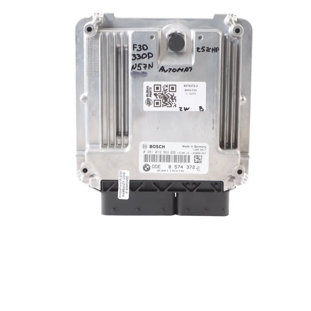 N57N Motor Steuergerät ECU Kit DDE Automatik für BMW F30 F32 330d 430d mit Teilenummer 8574372 BMW F30 F32 330d 430d N57N Motor Steuergerät ECU Kit DDE Automatik - SKU 8574372-2 - Teilenummer 8574372