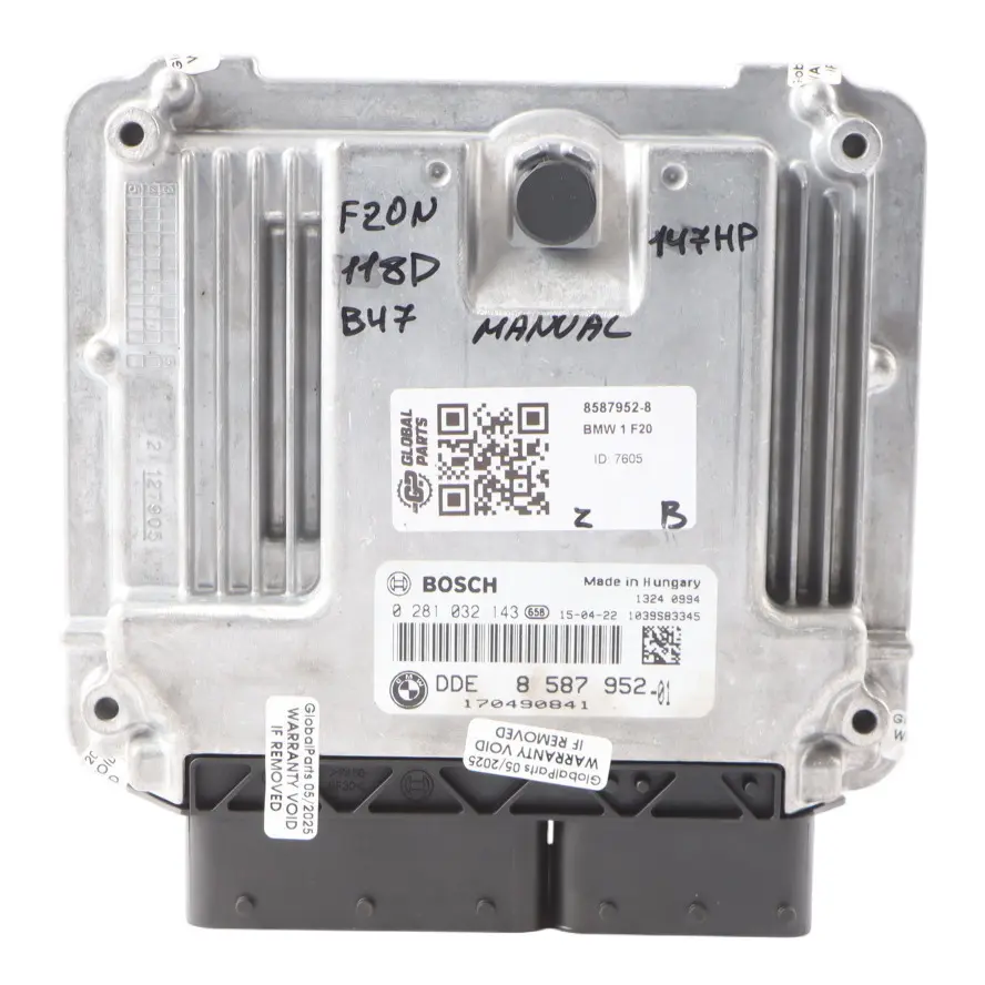 150HP 118D 318D B47 Commande Moteur ECU DDE Set 8587952 pour BMW F20 F21 LCI F30 à propos du numéro de pièce 8473185 BMW F20 F21 LCI F30 150HP 118D 318D B47 Commande Moteur ECU DDE Set 8587952 - SKU 8587952-8 - Numéro de pièce 8473185