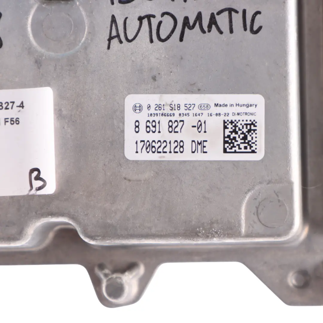 B38 136HP Petrol Engine Control Unit ECU DME 8691827 Automatic to Mini Cooper F56 with Part number 8655106 Mini Cooper F56 B38 136HP Petrol Engine Control Unit ECU DME 8691827 Automatic - SKU 8691827-4 - Part number 8655106