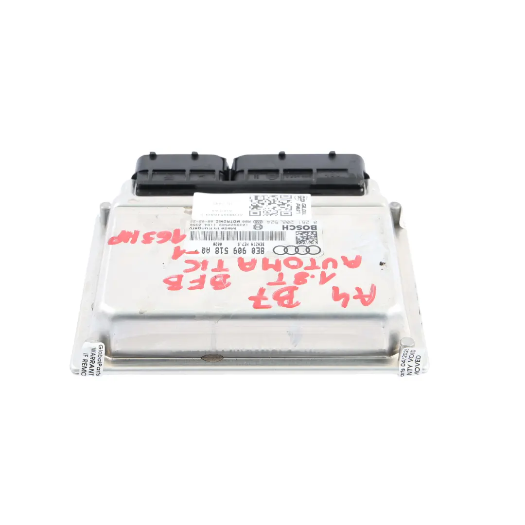 BZB 163HP Unidad Control Motor Módulo ECU Set para Audi A4 B7 1.8 TFSI con número de pieza 8E0909518AQ Audi A4 B7 1.8 TFSI BZB 163HP Unidad Control Motor Módulo ECU Set - SKU 8E0909518AQ-1 - Número de pieza 8E0909518AQ