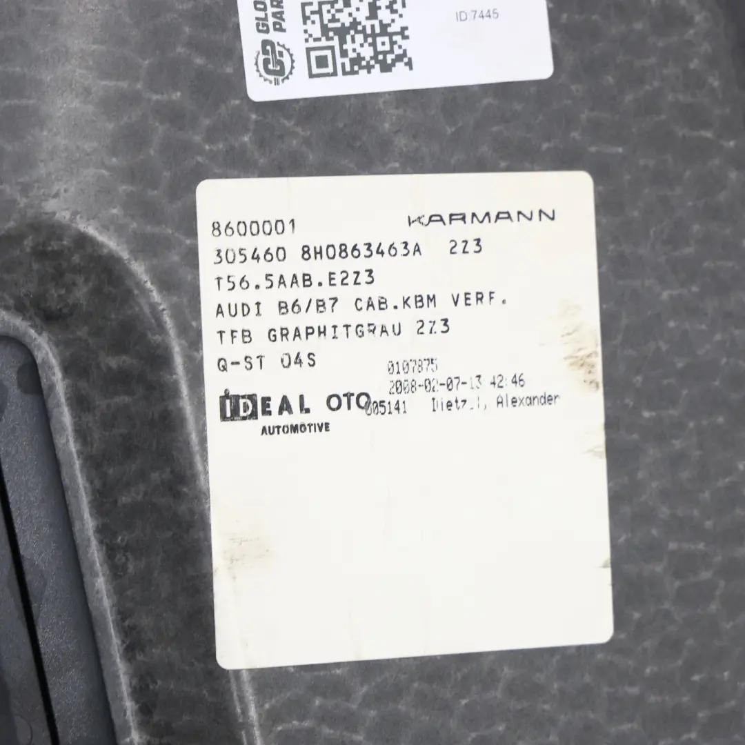 Kofferraum Kofferraum Teppichboden Hinten Grau für Audi A4 B7 Cabrio mit Teilenummer 8H0863463A Audi A4 B7 Cabrio Kofferraum Kofferraum Teppichboden Hinten Grau - SKU 8H0863463A - Teilenummer 8H0863463A