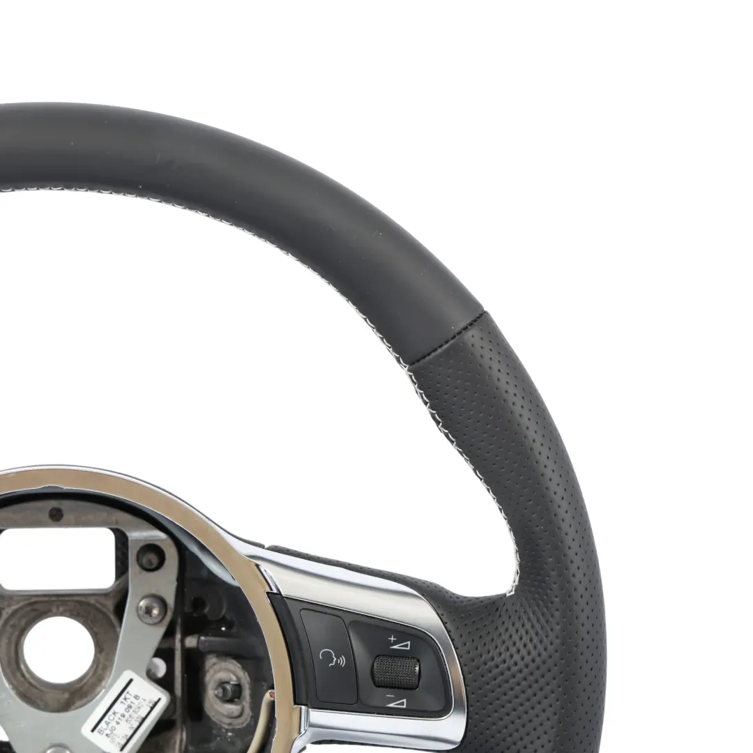 NUEVO Cuero Negro Fondo Plano Rosca Blanca para Audi TT 8J Volante con número de pieza 8J0419091B Audi TT 8J Volante NUEVO Cuero Negro Fondo Plano Rosca Blanca - SKU 8J0419091B-1 - Número de pieza 8J0419091B