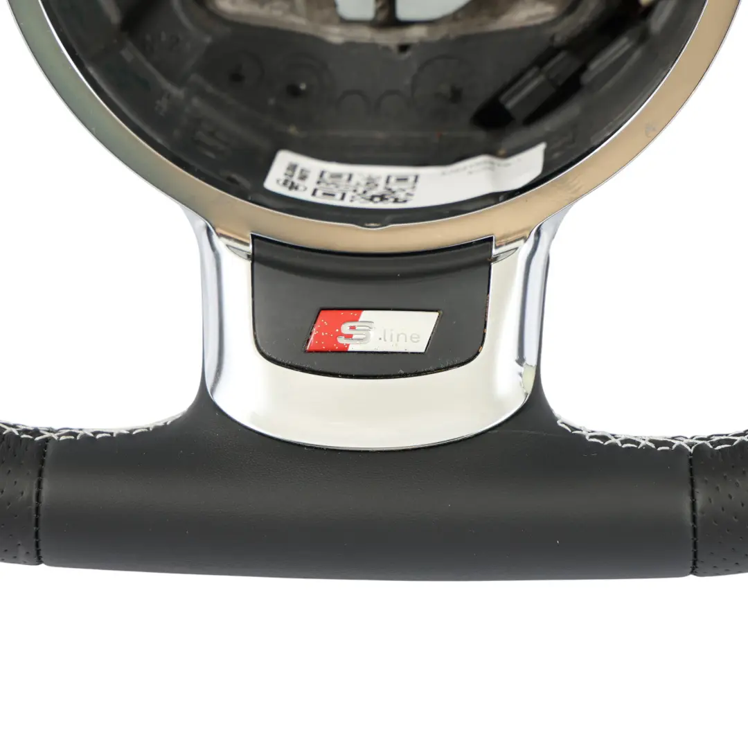 NUOVO In Pelle Nera Fondo Piatto Filo Bianco per Audi TT 8J Volante con numero di parte 8J0419091B Audi TT 8J Volante NUOVO In Pelle Nera Fondo Piatto Filo Bianco - SKU 8J0419091B-1 - Numero di parte 8J0419091B