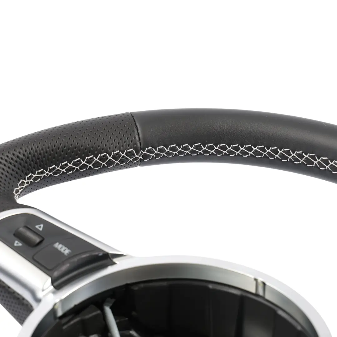 Audi A3 8P Steering Wheel NEW Black Leather Flat Bottom White Thread - SKU 8J0419091G-1 - Part number 8J0419091G
