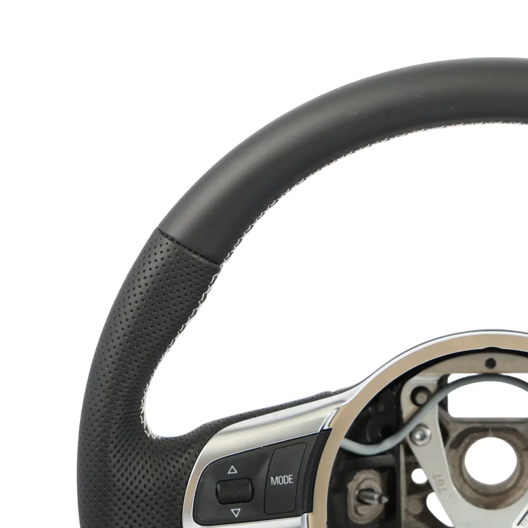 Audi A3 8P Steering Wheel NEW Black Leather Flat Bottom White Thread - SKU 8J0419091G-1 - Part number 8J0419091G