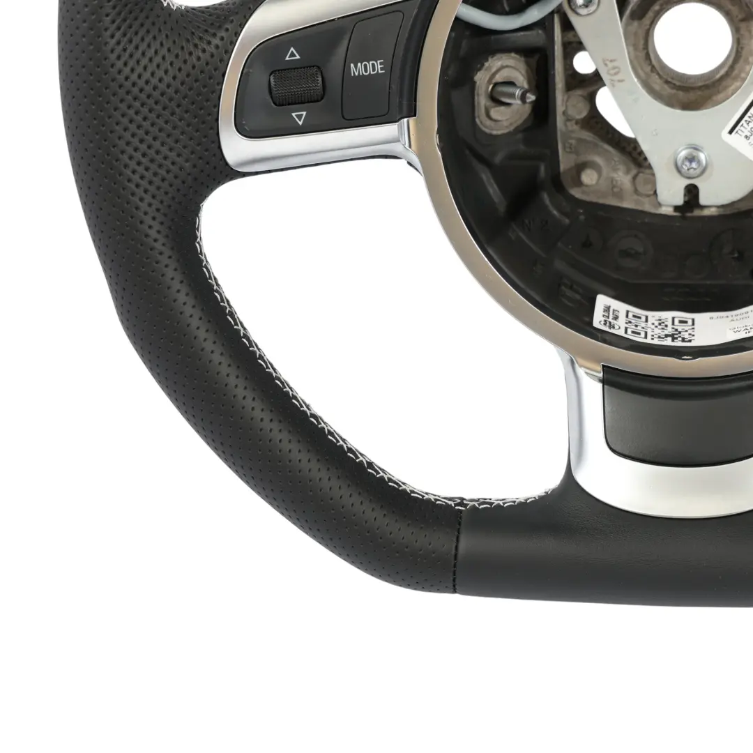Audi A3 8P Volante NUOVO In Pelle Nera Fondo Piatto Filo Bianco - SKU 8J0419091G-1 - Numero di parte 8J0419091G