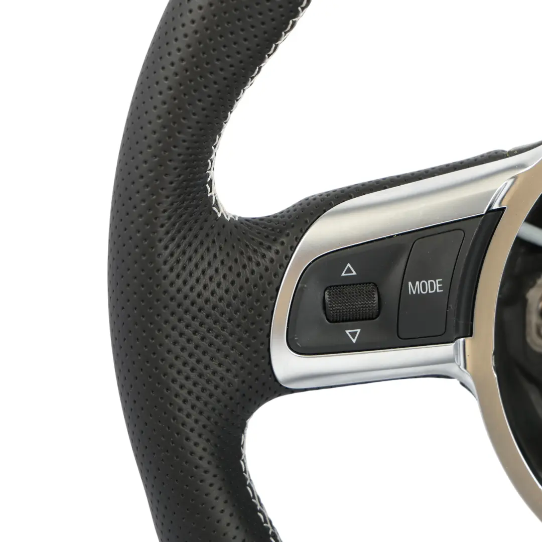 Audi A3 8P Volante NUOVO In Pelle Nera Fondo Piatto Filo Bianco - SKU 8J0419091G-1 - Numero di parte 8J0419091G
