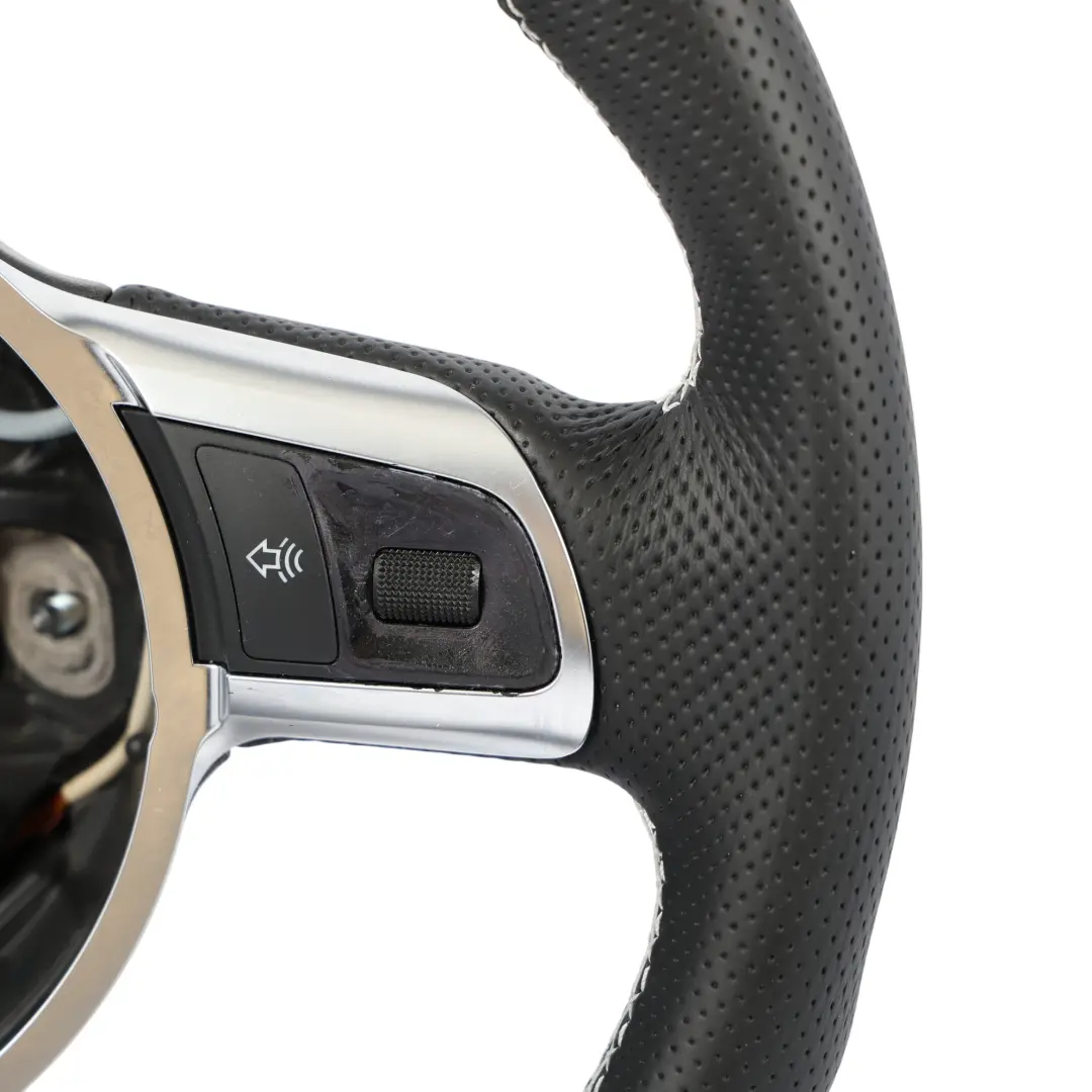 Audi A3 8P Steering Wheel NEW Black Leather Flat Bottom White Thread - SKU 8J0419091G-1 - Part number 8J0419091G
