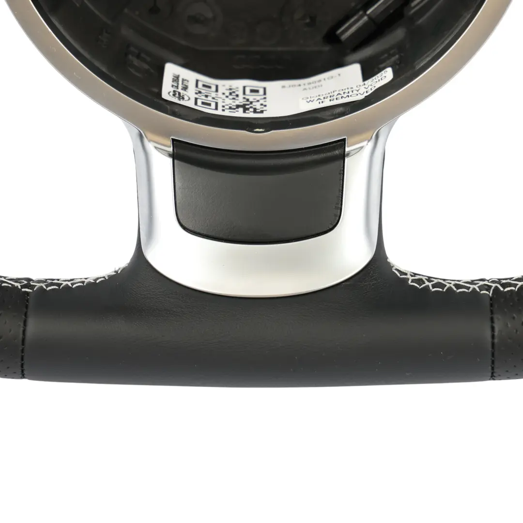 Audi A3 8P Volante NUOVO In Pelle Nera Fondo Piatto Filo Bianco - SKU 8J0419091G-1 - Numero di parte 8J0419091G