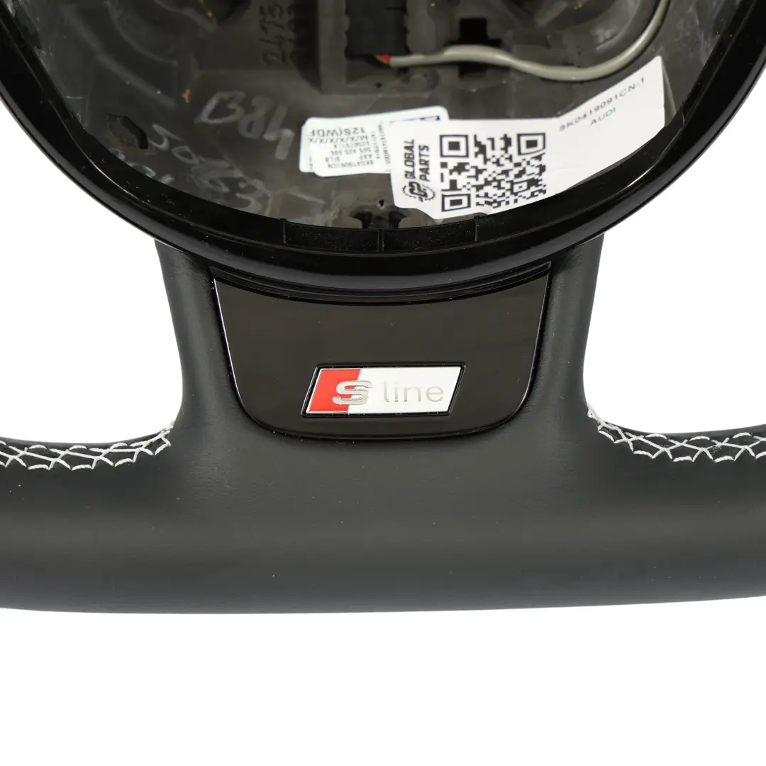 Steering Wheel Audi A4 B8 A5 8T S-Line NEW Black Leather Flat Bottom to with Part number 8K0419091CN Steering Wheel Audi A4 B8 A5 8T S-Line NEW Black Leather Flat Bottom - SKU 8K0419091CN-1 - Part number 8K0419091CN