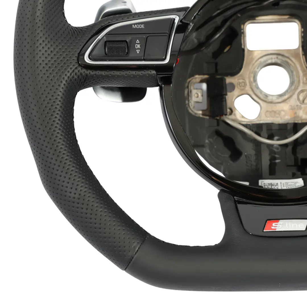 Audi A5 8T Volant S-Line NEUF Cuir Noir Palettes Changement Vitesse Fond Plat - SKU 8K0419091DB-1 - Numéro de pièce 8K0419091DB