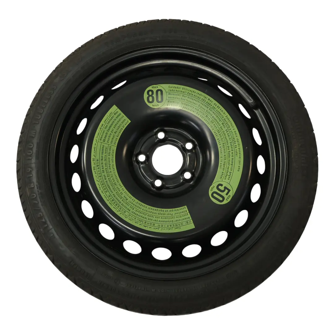 Rueda de repuesto Audi A4 B8 compacta Acero R19 4J Hankook 125/70 para con número de pieza 8K0601027B Rueda de repuesto Audi A4 B8 compacta Acero R19 4J Hankook 125/70 - SKU 8K0601027B - Número de pieza 8K0601027B