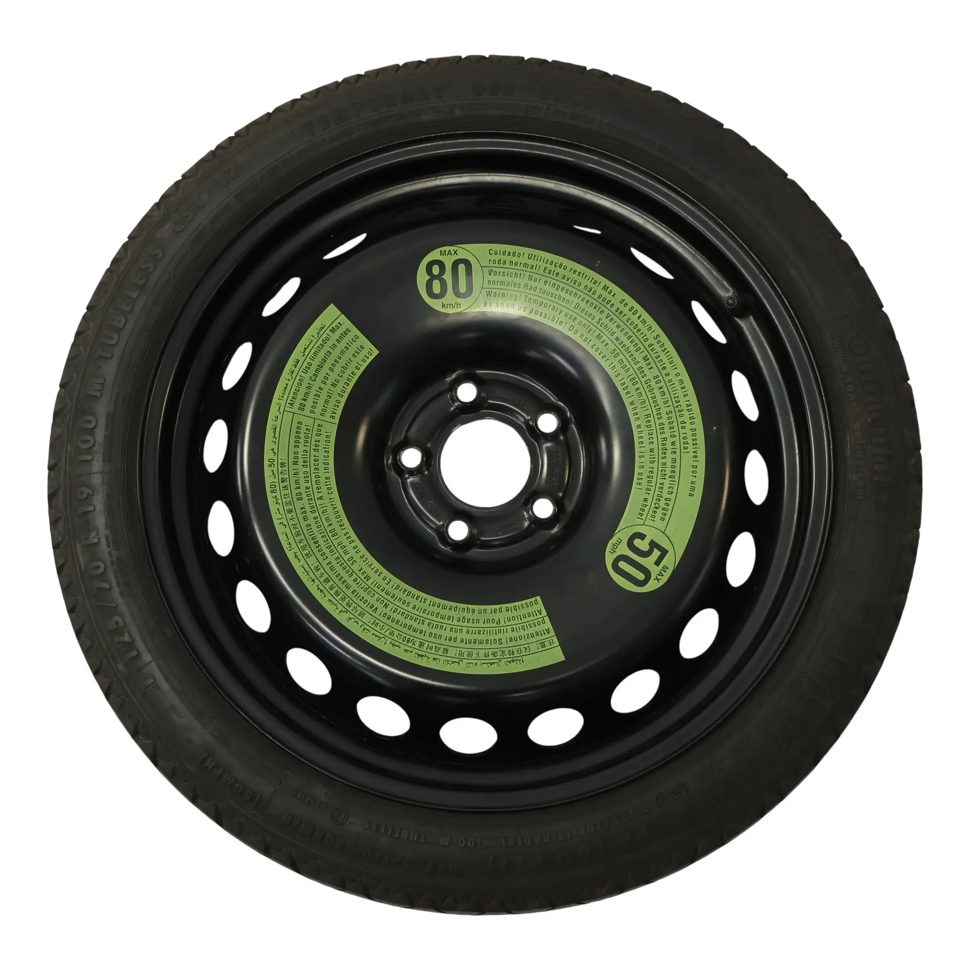 Ruota di scorta Audi A4 B8 compatta in acciaio R19 4J Hankook 125/70 8K0601027B