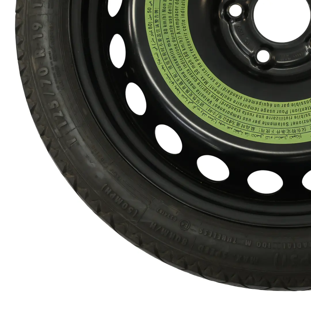 Ersatzrad Audi A4 B8 Kompaktrad Stahl R19 4J Hankook 125/70 für mit Teilenummer 8K0601027B Ersatzrad Audi A4 B8 Kompaktrad Stahl R19 4J Hankook 125/70 - SKU 8K0601027B - Teilenummer 8K0601027B