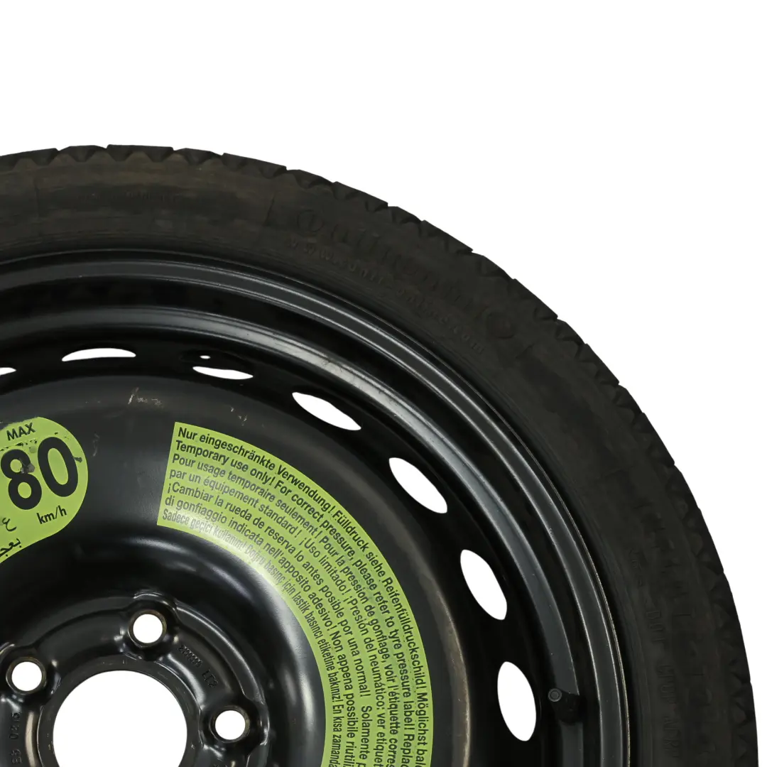 Ruota Scorta Acciaio R19 Continental 125/70 per Audi A5 8T A4 B8 con numero di parte 8K0601027F Audi A5 8T A4 B8 Ruota Scorta Acciaio R19 Continental 125/70 - SKU 8K0601027F-1 - Numero di parte 8K0601027F