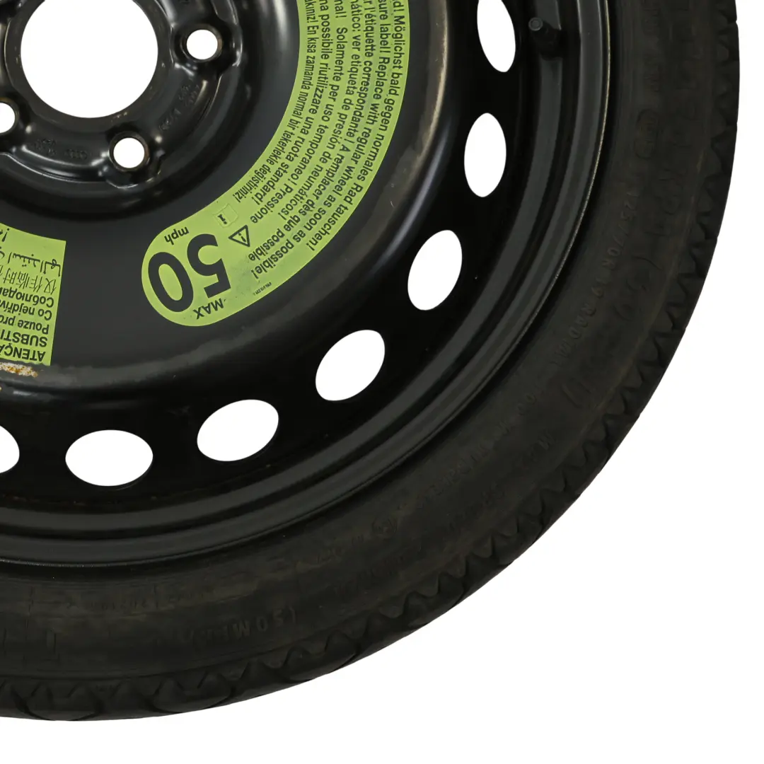 Rueda De Repuesto Acero R19 Continental 125/70 para Audi A5 8T A4 B8 con número de pieza 8K0601027F Audi A5 8T A4 B8 Rueda De Repuesto Acero R19 Continental 125/70 - SKU 8K0601027F-1 - Número de pieza 8K0601027F