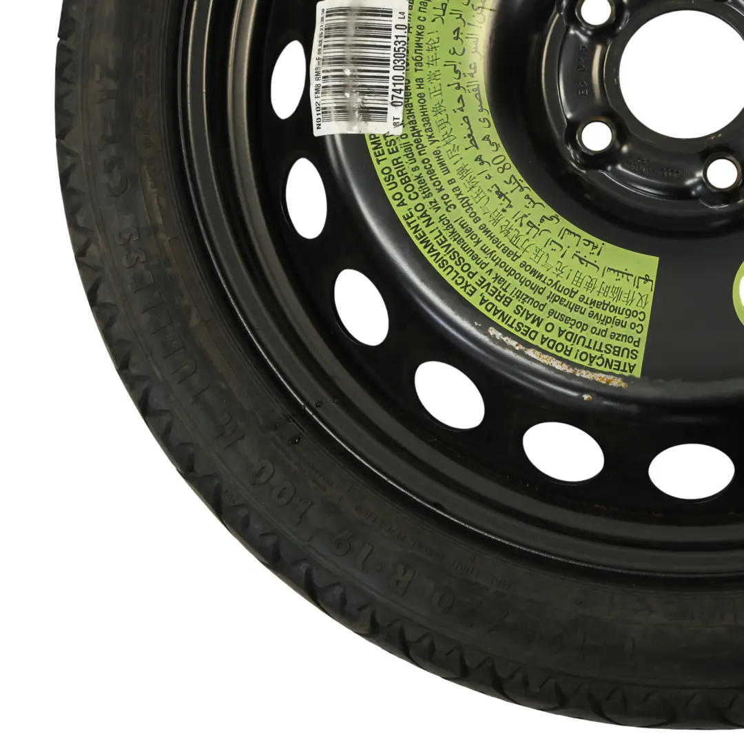 Spare Wheel Steel R19 Continental Tyre 125/70 to Audi A5 8T A4 B8 with Part number 8K0601027F Audi A5 8T A4 B8 Spare Wheel Steel R19 Continental Tyre 125/70 - SKU 8K0601027F-1 - Part number 8K0601027F