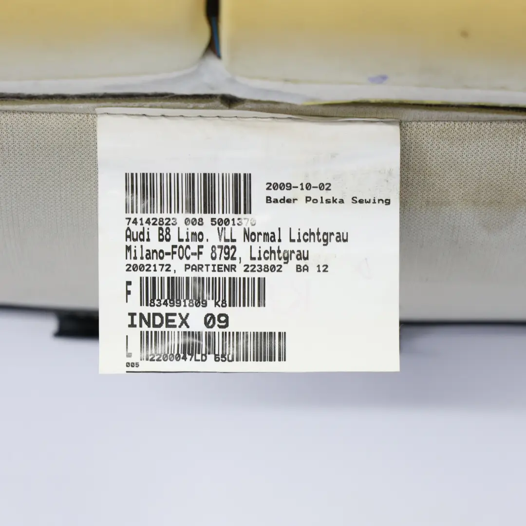 Audi A4 B8 Vordersitz Rückenlehne Links Beheizt Leder Grau - SKU 8K0881805C-4 - Teilenummer 8K0881805C