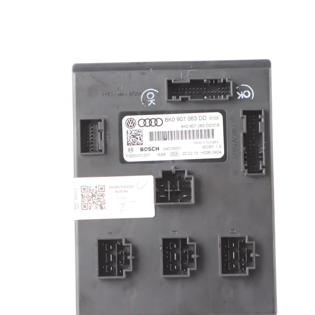 Onboard Comfort Supply BCM Control Module Unit ECU to Audi A5 8T with Part number 8K0907063DD Audi A5 8T Onboard Comfort Supply BCM Control Module Unit ECU - SKU 8K0907063DD - Part number 8K0907063DD