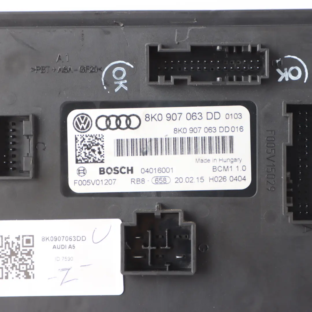Audi A5 8T ECU Moduł Komfortu Sterownik BCM - SKU 8K0907063DD - Numer Części 8K0907063DD